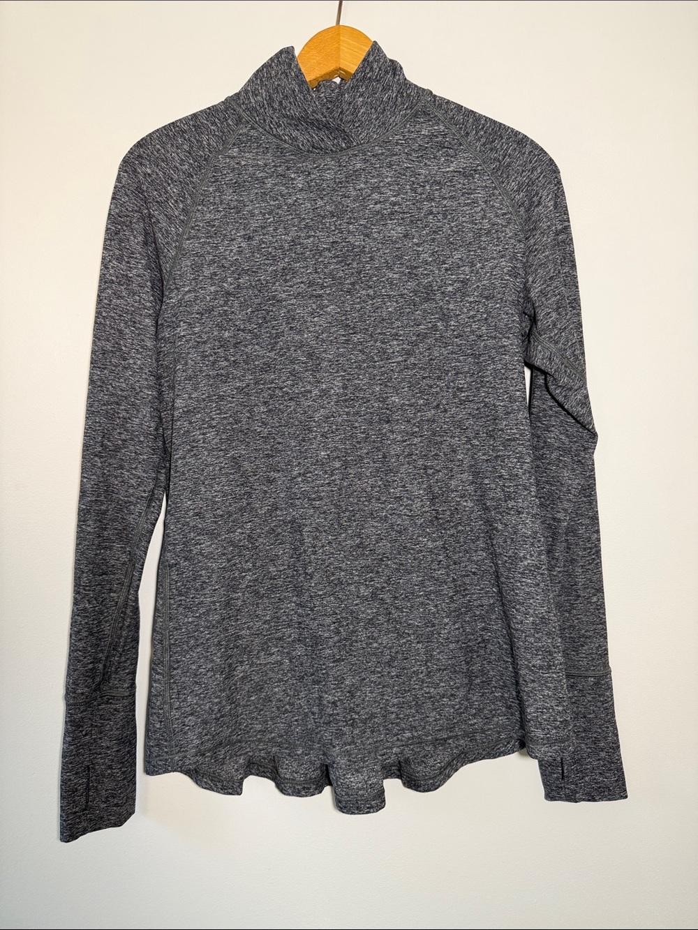 Lululemon Warm Your Core Heather Charcoal Long Sleeve Mock Neck Top